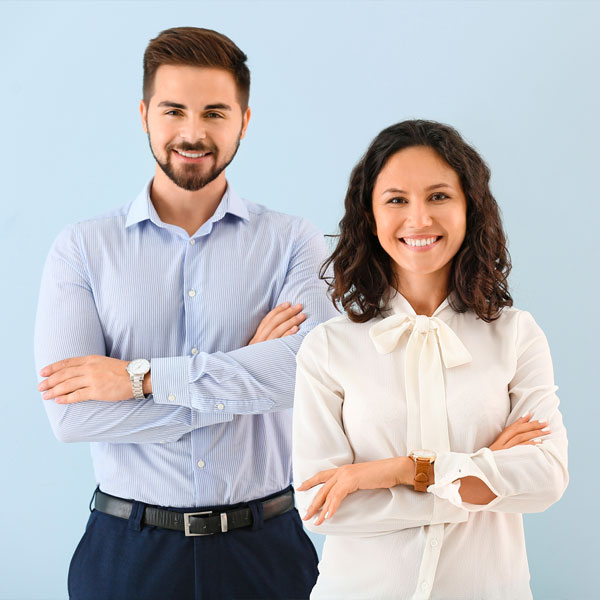 Young employees working at large organisation